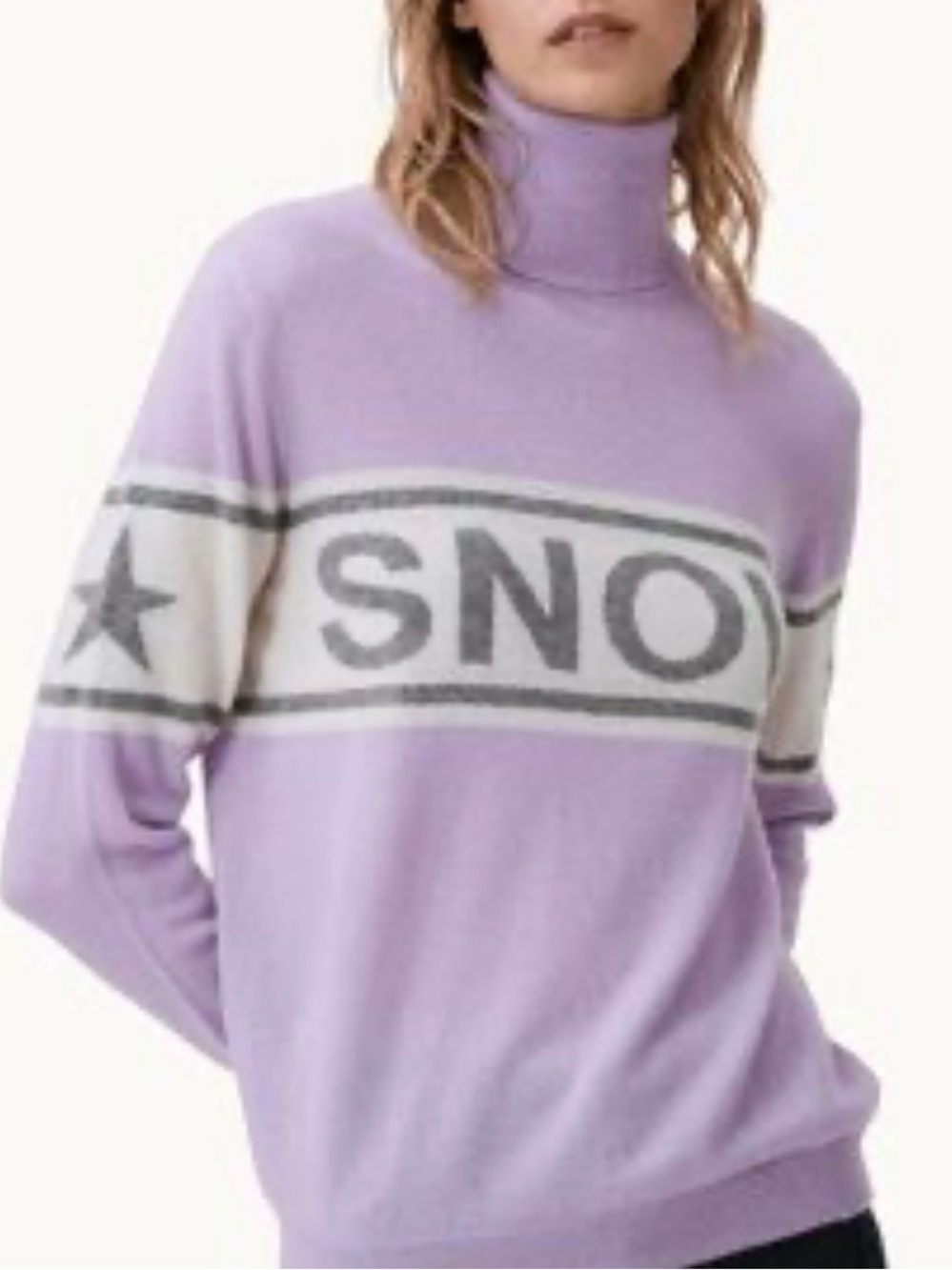 BRODIE Cashmere BABE SNOW Turtleneck Sweater Lilac Purple 100% Cashmere M